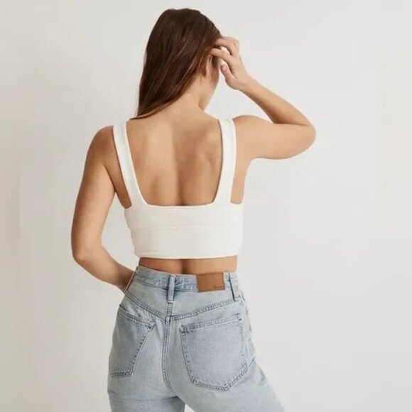 Madewell Cutout Knot-Front Crop Tank Top Color: Off White, Size XS - Picture 4 of 9